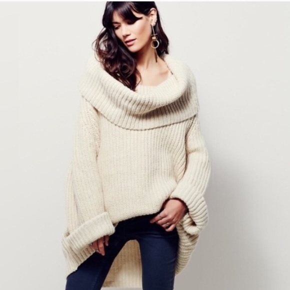 Plush Oversized Sweater TOP Extreme Cowlneck Ivory - Picture 2 of 7